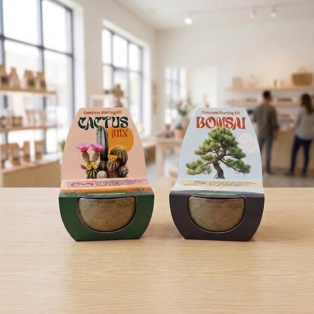 Mini growing kits, cactus mix and bonsai starter