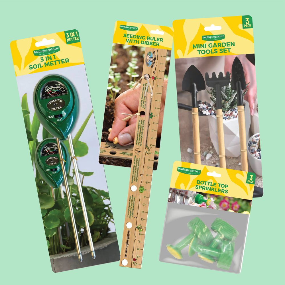 Small garden hardware, soil meter, seeding ruler and mini tools set